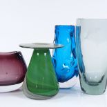 A group of Studio glass, including a signed Mdina blue/green streaky vase...