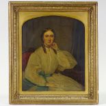 Mid-19th century English School, oil on canvas, half length portrait of a woman, unsigned, 25" x