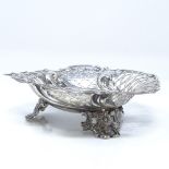 A late Victorian silver heart-shaped bon bon dish, with relief embossed foliate decoration and