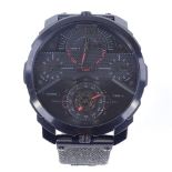 DIESEL - a black stainless steel Machinus quartz wristwatch, black dial with quarterly Arabic