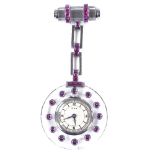 UTI - an Art Deco rock crystal quartz ruby and chrome label fob watch, silvered dial with