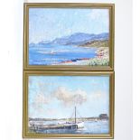 Edward Holroyd Pearce (1901 - 1990), pair of oils on board, harbour and lake scenes, 10" x 14",