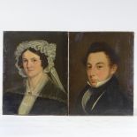 19th century English School, pair of oils on canvas, portraits of William Symons and his wife,