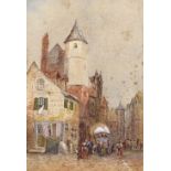 2 19th century watercolours, Continental scenes