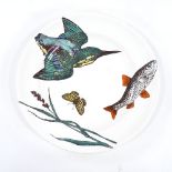 A Victorian Minton Aesthetic plate by William S Coleman, decorated with kingfisher and butterfly,