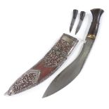 A Second War Period Gurkha kukri knife, with engraved presentation plaque inscribed Captain Gaje