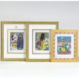 Kees Van Dongen, 3 wood engravings, Oriental figures, published 1954, image 7" x 5", framed