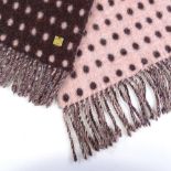 Ted Baker London, double-sided pink/brown spot pattern wool scraf, 118cm x 20.5cm