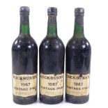 3 bottles of Cockburn's 1967 Vintage Port