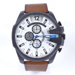 DIESEL - a stainless steel Mega Chief quartz chronograph wristwatch, white dial with baton hour