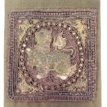 A Thai embroidered and jewelled panel, 30cm x 25cm
