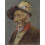 Jimmy Hulbert, pair of coloured pastels, portraits of Sherpas, signed, 15" x 12", framed