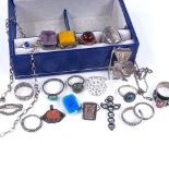 Various silver jewellery, including Charles Horner enamel ring, Scandinavian jewellery etc