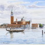 C Adams, 3 watercolours, including canal scene Venice, 10" x 14", framed