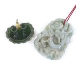 2 Chinese carved and pierced jade pendants