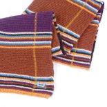 Adolfo Dominguez Spain, long knitted multi-colour wool scarf, 191cm x 20cm