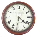 A 19th century mahogany-cased dial wall clock, painted dial signed James Shoolbred of London,