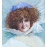 19th/20th century watercolour, portrait of a woman, unsigned, 10" x 6.5", framed
