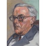 John William Preston, oil on canvas, portrait of a man, 1953, 14" x 9.5", framed