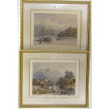 Charles Hardinge, pair of 19th century colour aquatints, mountain landscapes, Kashmir, image 11" x