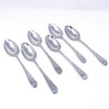 A set of 6 Victorian Scottish silver teaspoons, with bright-cut engraved handles, by Kerr &