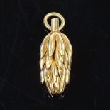 An Italian 18ct gold pine cone fob/pendant, length 22.1mm, 3.4g