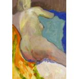 Watercolour/gouache, female nude, indistinctly signed, 23" x 16", framed