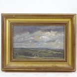 Edward Stamp, oil on board, extensive North Yorkshire landscape, signed and dated 1981, 6" x 9",