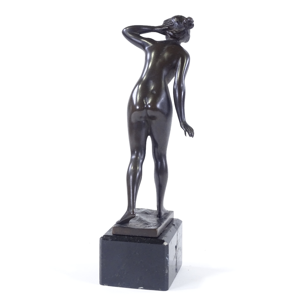 Weisel patinated bronze Classical female nude sculpture, circa 1900, signed on the base, on black - Image 3 of 4