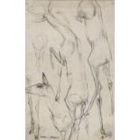 Muriel Brandt (1909 - 1981), ink/pencil, sketches of deer, signed, 12" x 8", framed