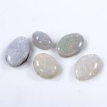 5 unmounted cabochon opals, largest length 10.3mm