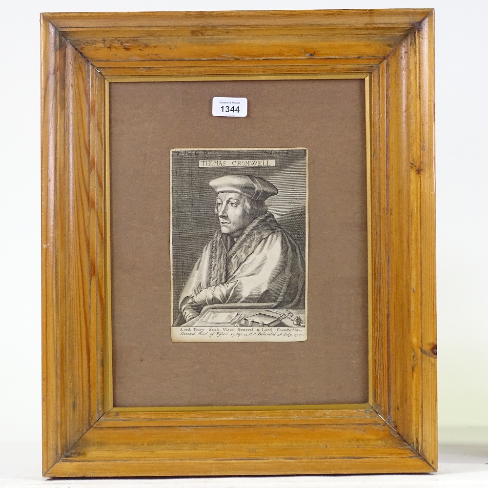 Antique engraving, portrait of Thomas Cromwell, sheet size 8.5" x 6", framed
