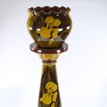 Watcombe Pottery (Torquay), jardiniere and pedestal with iris decoration, height 95cm