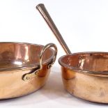 A large Victorian copper saucepan, diameter 33cm, and a copper preserve pan, diameter 43cm (2)