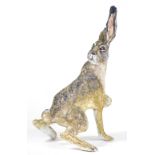 Clive Fredriksson, a hand sculpted clay sculpture of a hare, height 16.5"