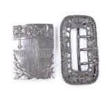 A cast-silver nurse's buckle by Nathan & Hayes, and another buckle by Turner & Simpson (2)