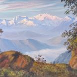 Jimmy Hulbert, oil on canvas, mountain landscape, Kanchenjunga, signed, 20" x 30", framed