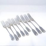 A group of Victorian silver Fiddle pattern cutlery, comprising 3 dinner forks and 6 dessert forks,