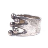 A Norwegian sterling silver kulering, designed by Anna Greta Eker, setting height 15.9mm, size O/