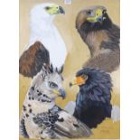 Clive Fredriksson, oil on board, eagles, 31" x 23", framed