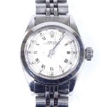 ROLEX - a lady's stainless steel Oyster Perpetual automatic wristwatch, circa 1979, white dial