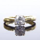 An 18ct gold 0.87ct solitaire diamond ring, maker's marks THL, hallmarks London 2005, size M, 3.9g