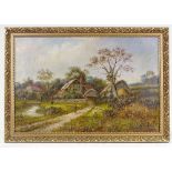 A Watts, oil on canvas, rural landscape, signed, 20" x 30", framed