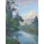 Joseph Reymen (1906 - 1988), oil on canvas, impressionist river scene, signed, 20" x 26", framed