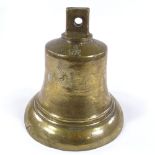 A large Second War Period bronze bell with impressed George VI monogram, height 25cm, diameter 25cm