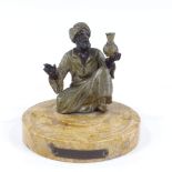 A cold painted spelter figure of an Arab on marble base, circa 1900, height 11cm