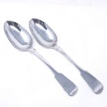 A pair of George IV Scottish silver serving spoons, Fiddle pattern, by William Marshall & Son,