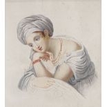 W H Thomas, 3 watercolours, head and shoulders portraits, 1807, 5" x 4.5", framed (3)
