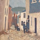 Newlyn School, oil on canvas, street scene St Ives, unsigned, 21" x 17", framed