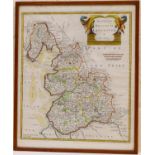 Robert Morden, hand coloured map The County Palatine of Lancaster, circa 1695, 46cm x 39cm